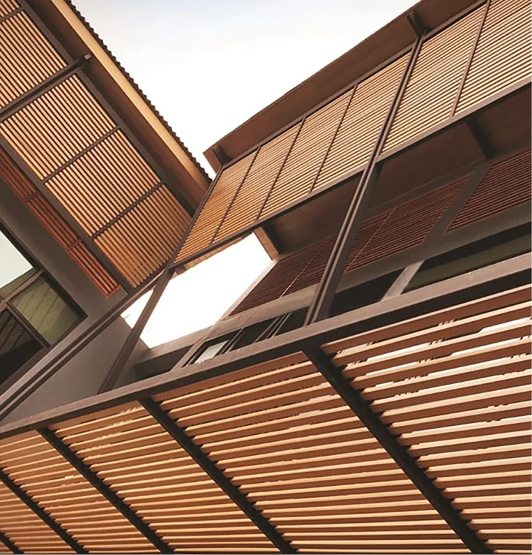 RMW Chicago wooden louver facade application